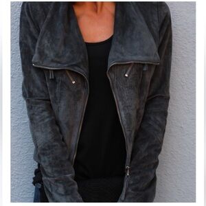 Solemio Faux Suede Bomber Jacket - Gray